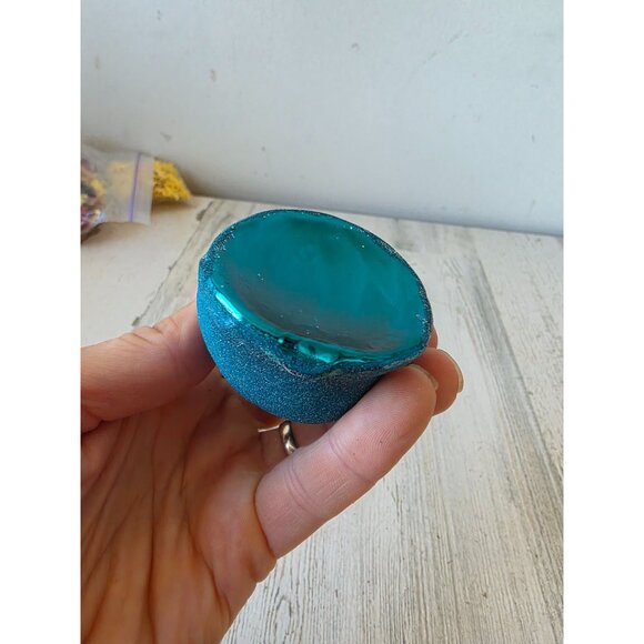 Vintage radko blue sea swirl seashell shell ornament glass glitter tropical Hawa - Picture 8 of 8